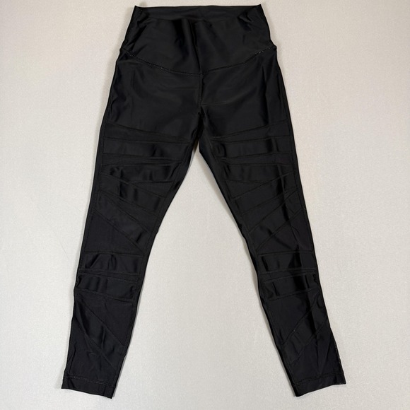lululemon athletica Pants - Lululemon Leggings Womens‎ 10 Black High Rise Ankle Moto Mesh Yoga Athletic
